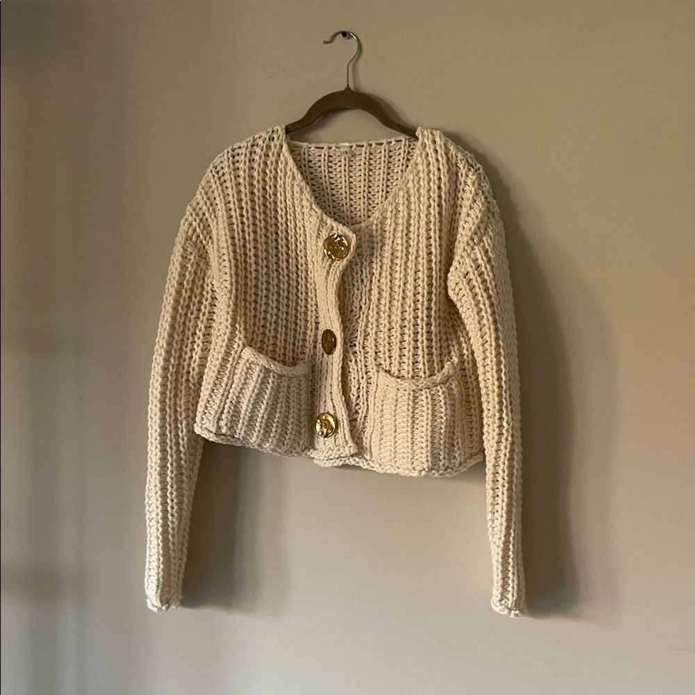 Amazon Cream Button-Up Cardigan - Picture 1 of 2